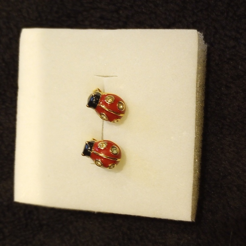 Swarovski Ladybug Earrings - Picture 1 of 4